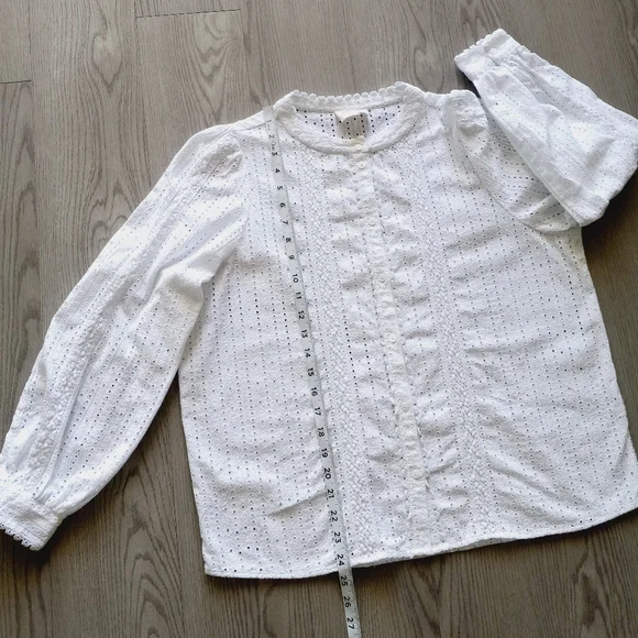 Sezane Marinette Shirt Eyelet Lace Organic Cotton 42 - Picture 14 of 15